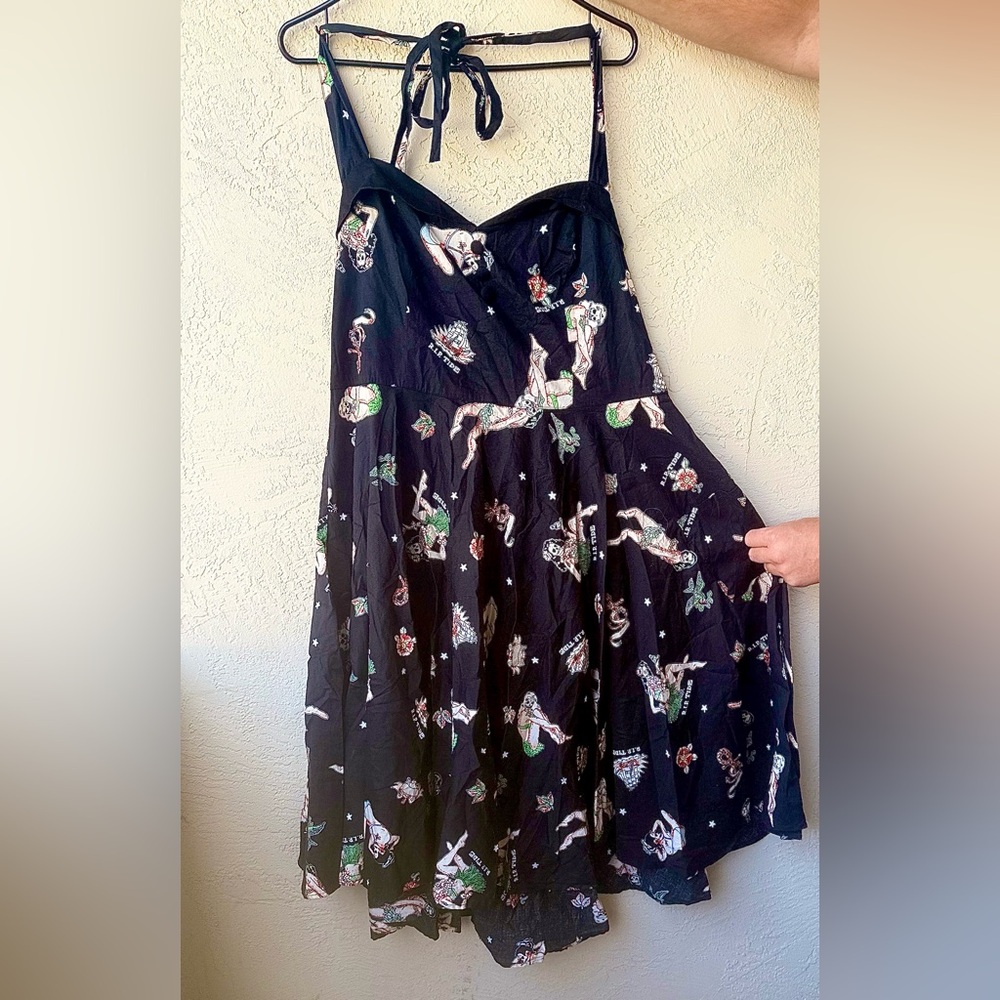 Hell Bunny Black Maxi Pleated A-Line Dress